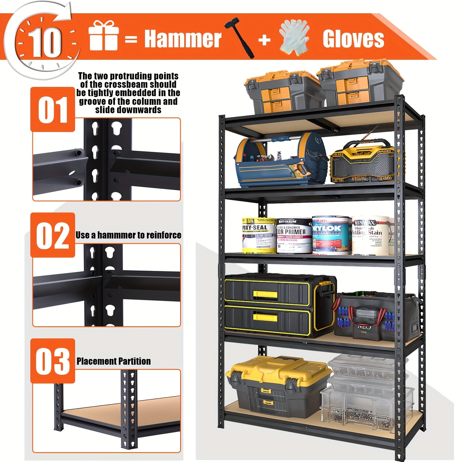Heavy Duty 5 Tier Metal Shelving Unit 2000 LBS 60 Inch Adjustable Steel Storage Rack – Freestanding Garage Shelves for Basement, Pantry, Closet & Utility Room