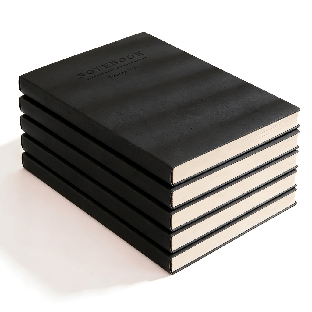 Soft Faux Leather Notebook 5-Pack Set Square Ruling Soft Cover Bookmark Extra Thick Pages for Business Meetings School Academic Writing – 7 Colors