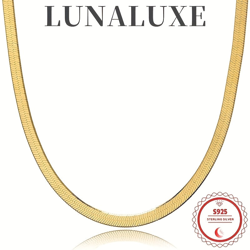 8mm Bold Italian Herringbone Chain Necklace – 24K Gold Plated 925 Sterling Silver Wide Flat Snake Chain for Women Men 18–24 Inch Statement Jewelry Gift