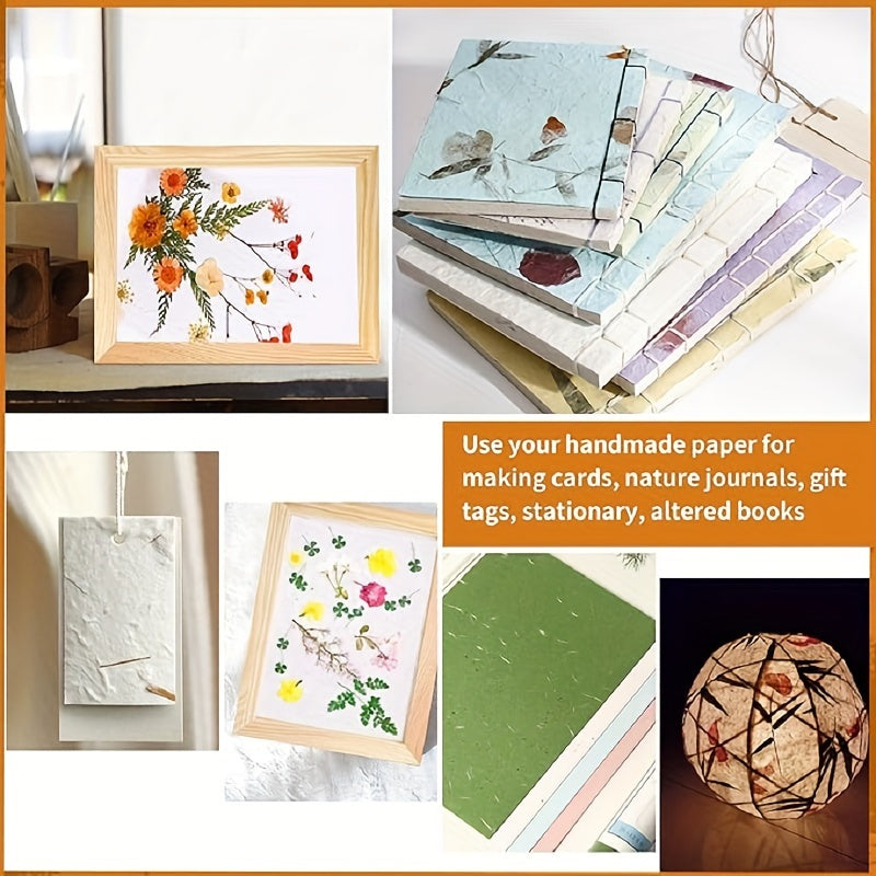 Wooden Papermaking Kit 3 Piece DIY Handmade Paper Frame Mold Set with Elastic Net & Metallic Hinges – 3 Sizes for Cards, Journals, Gift Tags, Stationery & Bookmarks | Arts & Crafts Kit for Adults Kids