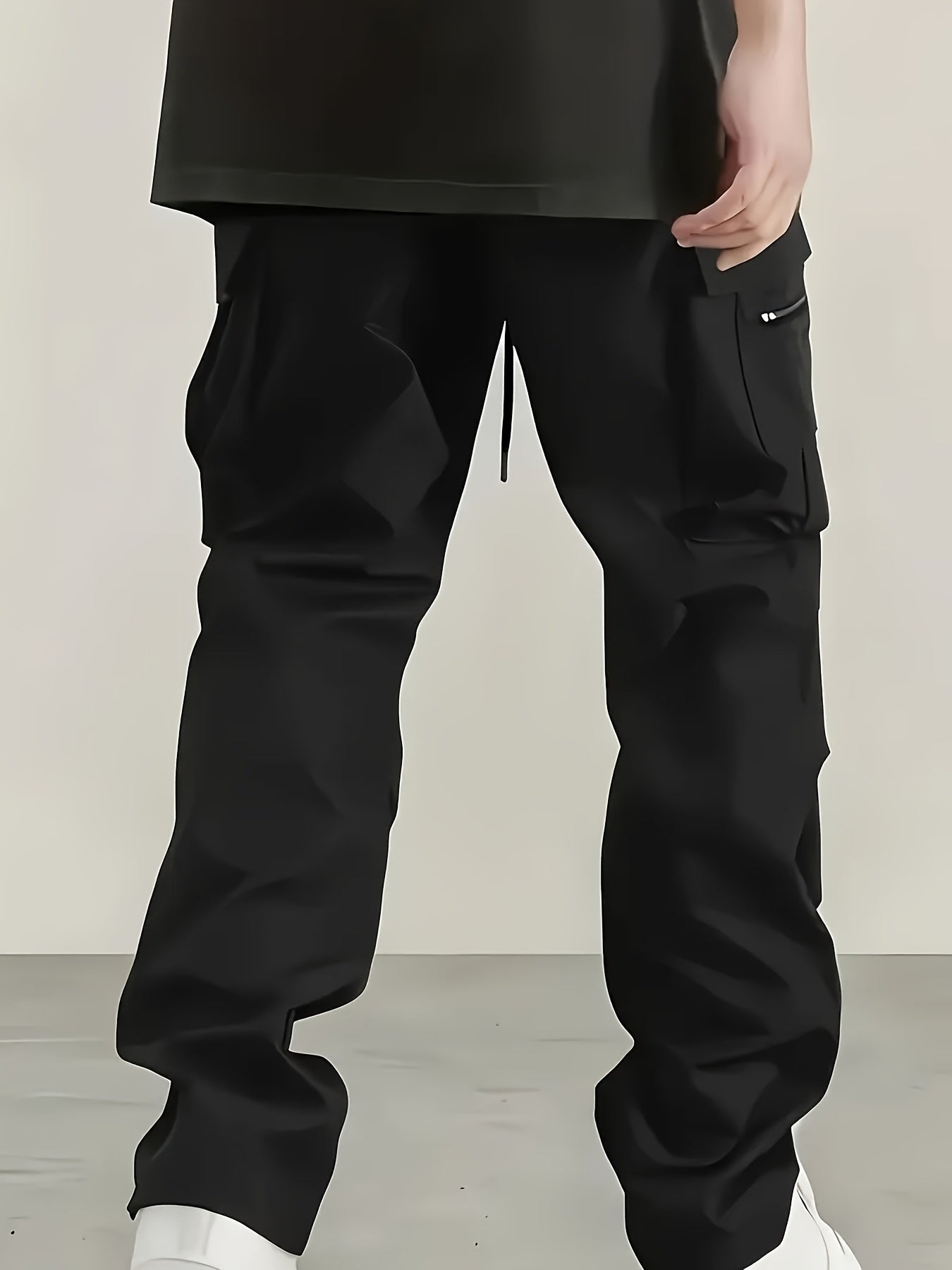 Men's Cargo Pants 2-Pack Multi-Pocket Elastic Waist Drawstring Hiking Trousers Breathable Loose Straight Fit All Season Black Khaki Dark Grey Sizes S-XXL