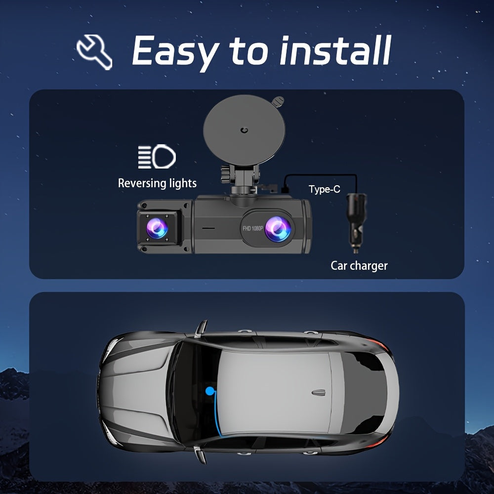 Dash Cam Front and Rear 1080P HD Dual Camera Night Vision 170° Wide Angle ADAS G-Sensor Loop Recording 24Hr Parking Mode 2 Inch IPS Screen for Cars Trucks SUVs