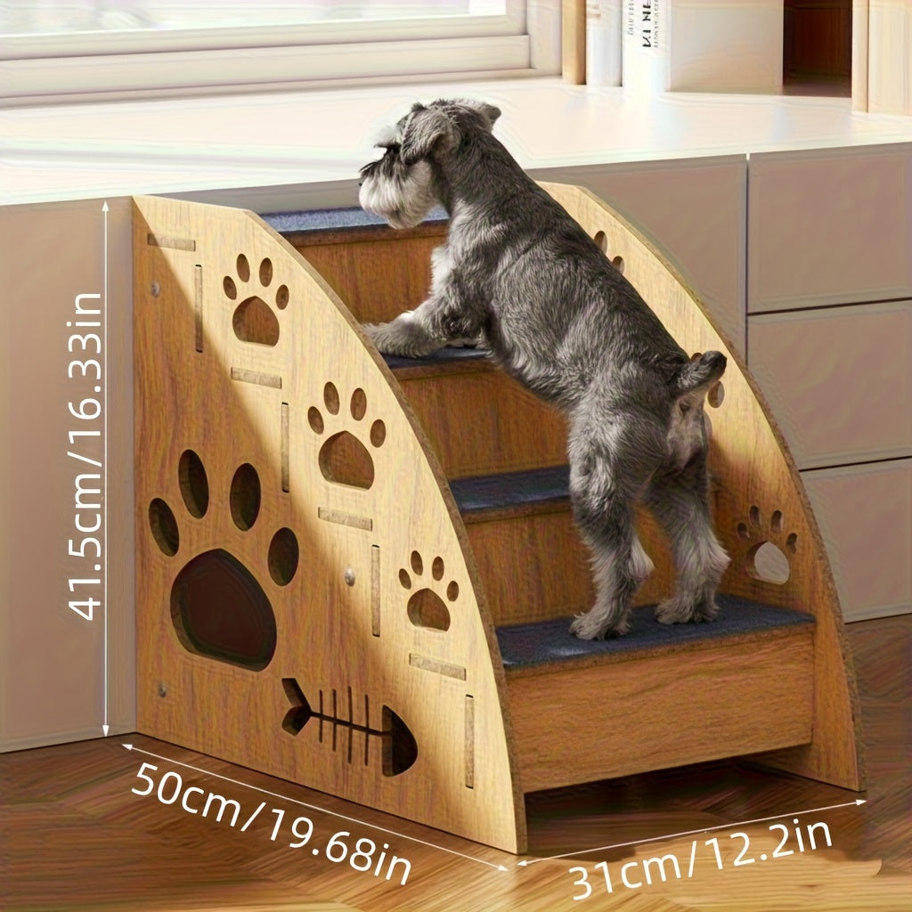 Non-Slip Pet Stairs for Bed and Couch - 3 or 5 Step Dog Steps with Safety Rails and Ramp Design, 15 Inch Height for Small Dogs Cats and Senior Pets, Lightweight Portable Pet Steps