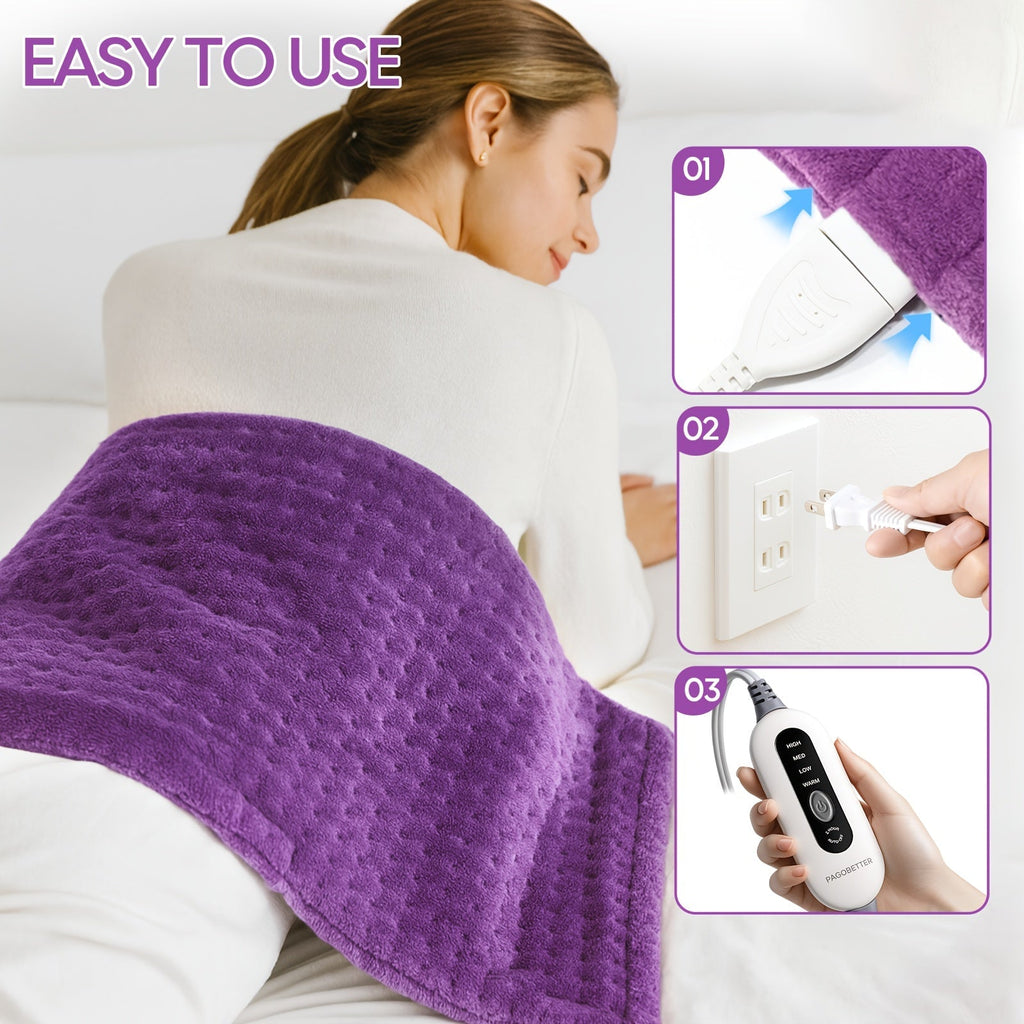 Heating Pad for Back Neck Shoulders & Cramps Ultra Soft Flannel – 6 Heat Settings Dry & Moist Heat Auto Shut-Off Machine Washable Electric Pad, 3 Sizes 12x15 12x24 17x33, Pain Relief Gift for Mom