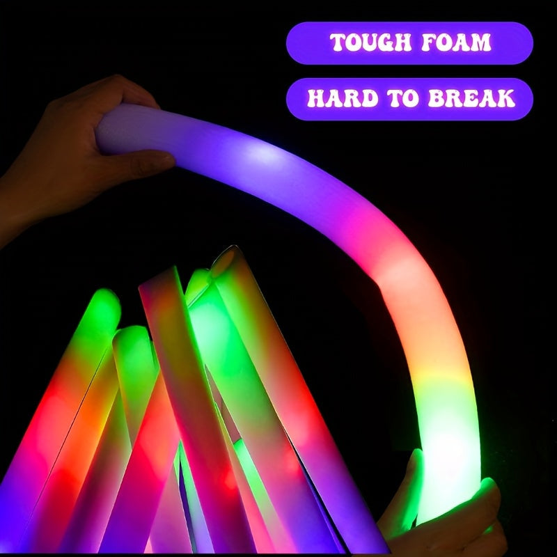 LED Foam Light Sticks Bulk Pack 28 48 or 100 Pieces – 3-Mode Color Changing Flashing Glow Sticks for Glow Parties Weddings Concerts Birthdays Halloween Christmas Camping Cheering Events – Safe for Kids Adults