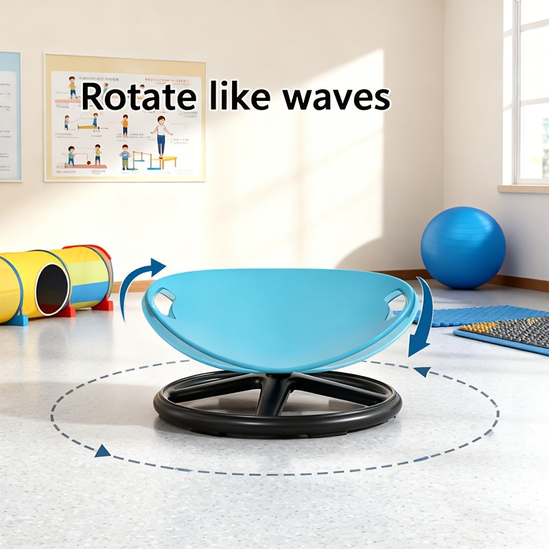 Sensory Spin Chair for Kids with Autism – Oval Eggshell Design Spinning Stool with Anti-Slip Metal Base, Vestibular Sensory Integration & Rehabilitation Training Equipment for Home & Therapy Centers (Blue/Orange)
