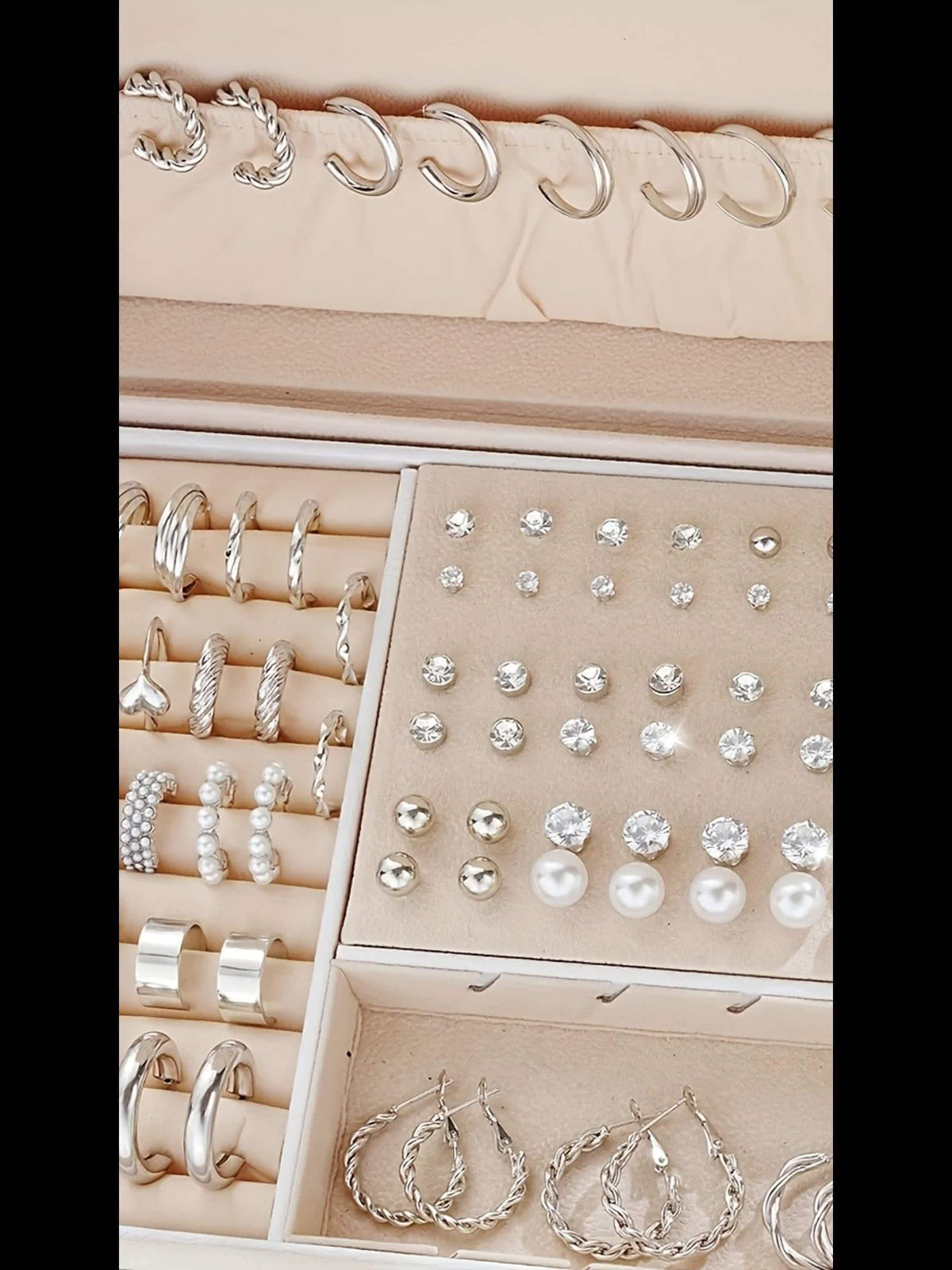 102-Piece Women's Earrings Set - Elegant Imitation Pearl Rhinestone Hoop Ear Cuffs Heart & Geometry Studs, Stainless Steel Hypoallergenic Fashion Jewelry for Daily Wear Parties Dates & Gifts