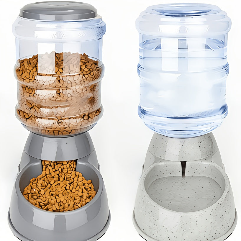 Automatic Gravity Pet Feeder and Water Dispenser 1 Gallon 3.8L - No Battery BPA-Free PP, Hands-Free Gravity Feeding Station for Cats and Small Medium Dogs, Perfect Pet Gift