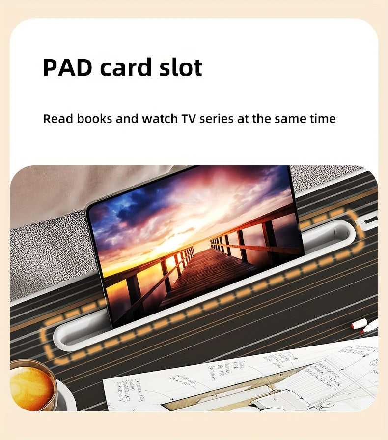 Foldable Laptop Desk Portable Bed Desk with Cup Holder Tablet Slot Fiberboard Lap Desk for Work Study Drawing Gaming Dining in Bed Sofa Floor Black and Walnut Home Office Gift