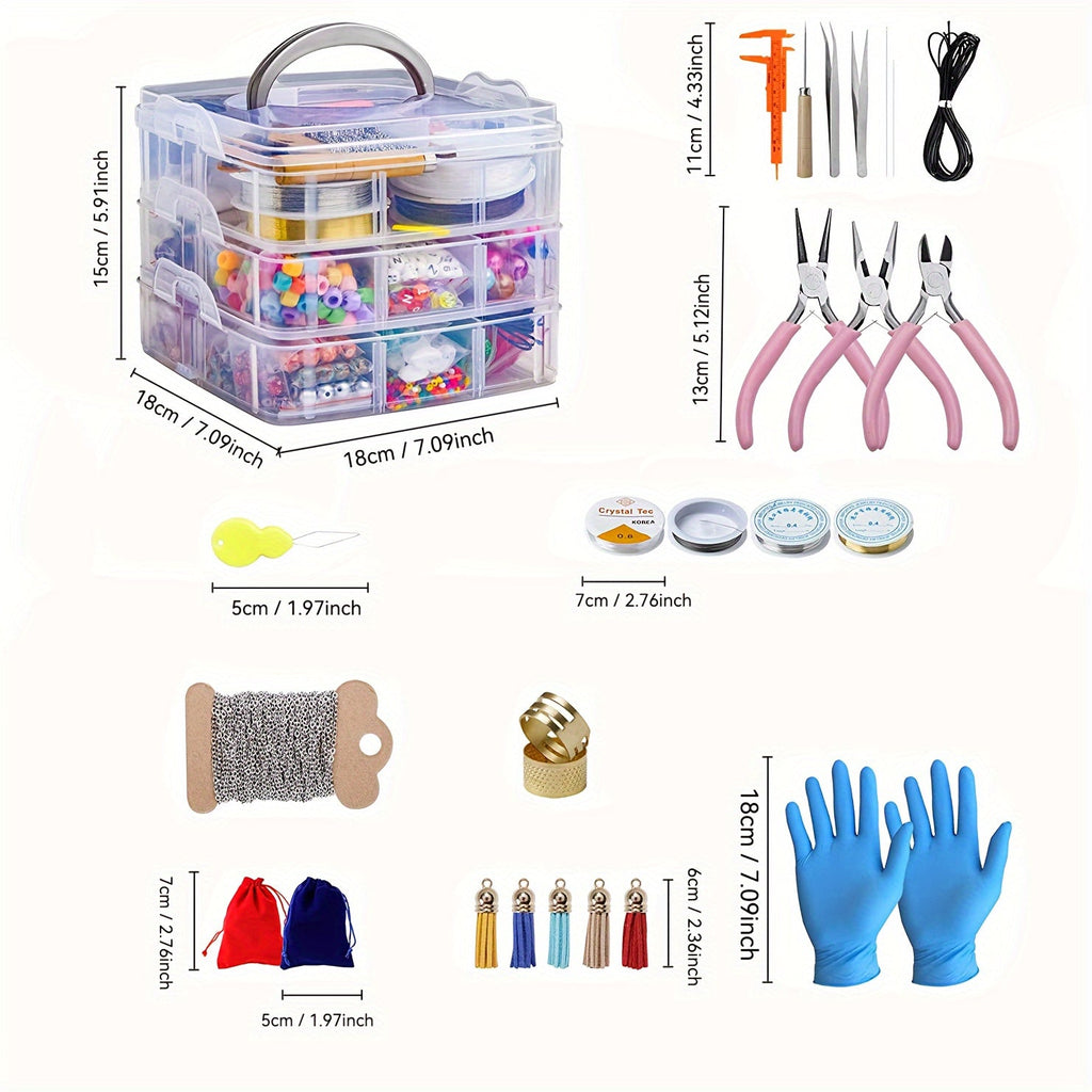 2456 Pcs Jewelry Making Kit for Beginners, DIY Bead Bracelet & Necklace Craft Set with Metal Accessories, Tassels & Tools, Stylish Handmade Jewelry Kit – Perfect Gift for Girls, Teens & Adults