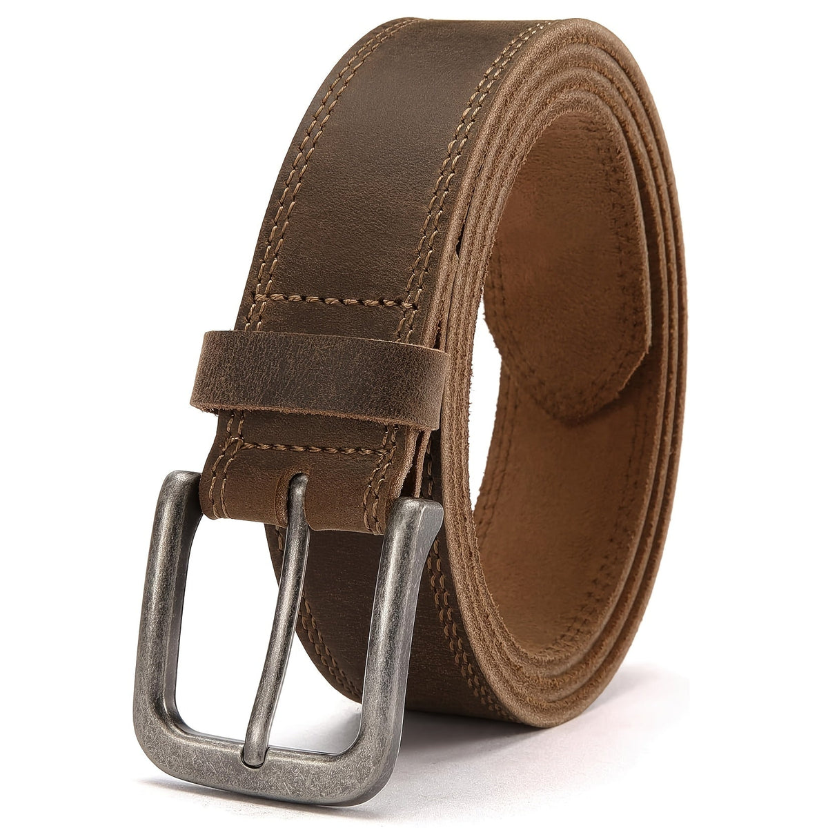 Men's Classic Full Grain Leather Jeans Belt with Gift Box - Handmade Fashion Casual Belt with Stainless Steel Buckle, Durable Black & Brown, Sizes 30-50, Perfect Gift for Him