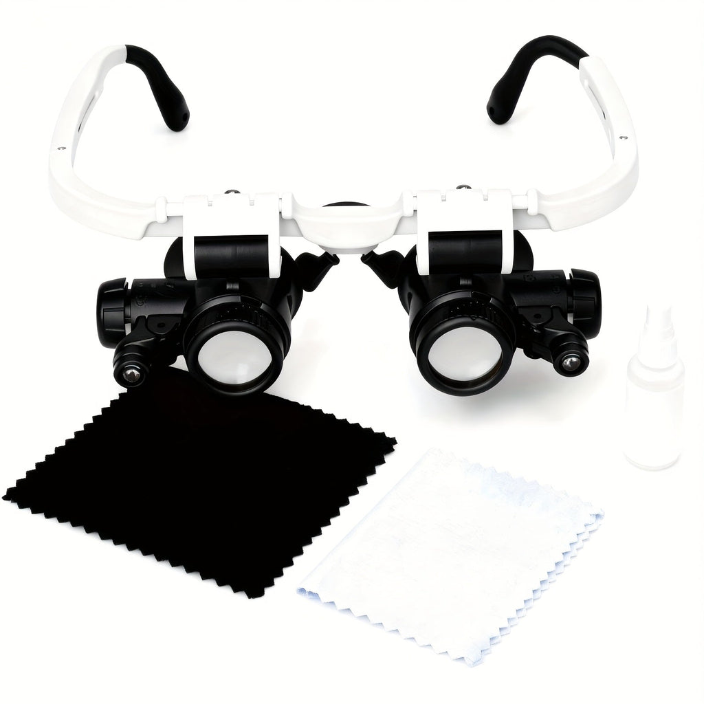 Head Mounted Magnifier 8X 15X 23X Hands-Free Dual Lens Magnifying Headset with Adjustable Headband – Precision Magnifier for Jewelry Making Electronics Repair Soldering Crafting Diamond Painting and Reading