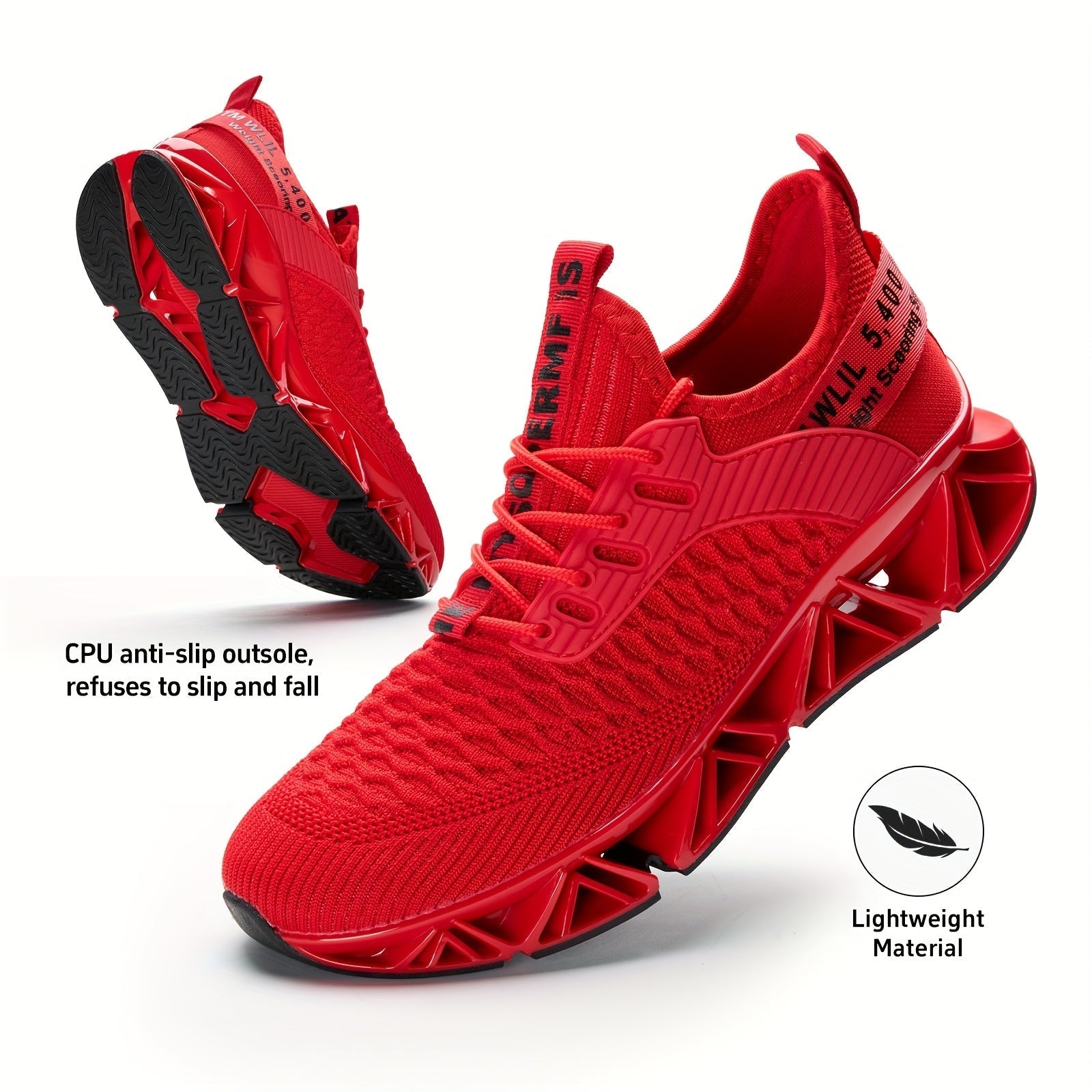 Men's Lightweight Breathable Running Shoes Non-Slip TPU Sole EVA Cushion Insole – Lace-Up Low Top Athletic Sneakers in White Red Black All-Season US Sizes 7.5 to 13