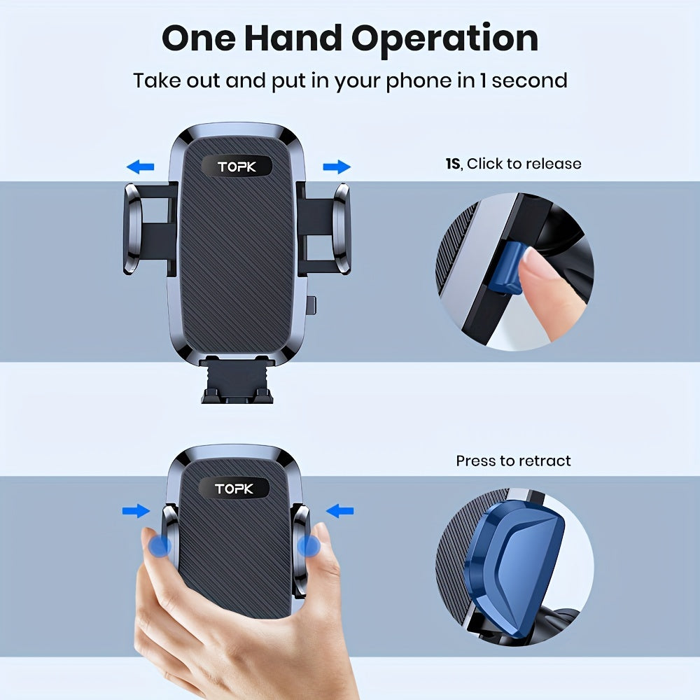 Car Phone Holder Mount 360° Rotation Strong-Grip Suction Dashboard & Windshield Cradle One-Hand Snap-In Universal Fit iPhone 17 16 15 14 13 Samsung Galaxy Android Handsfree Stand | Nova Mart