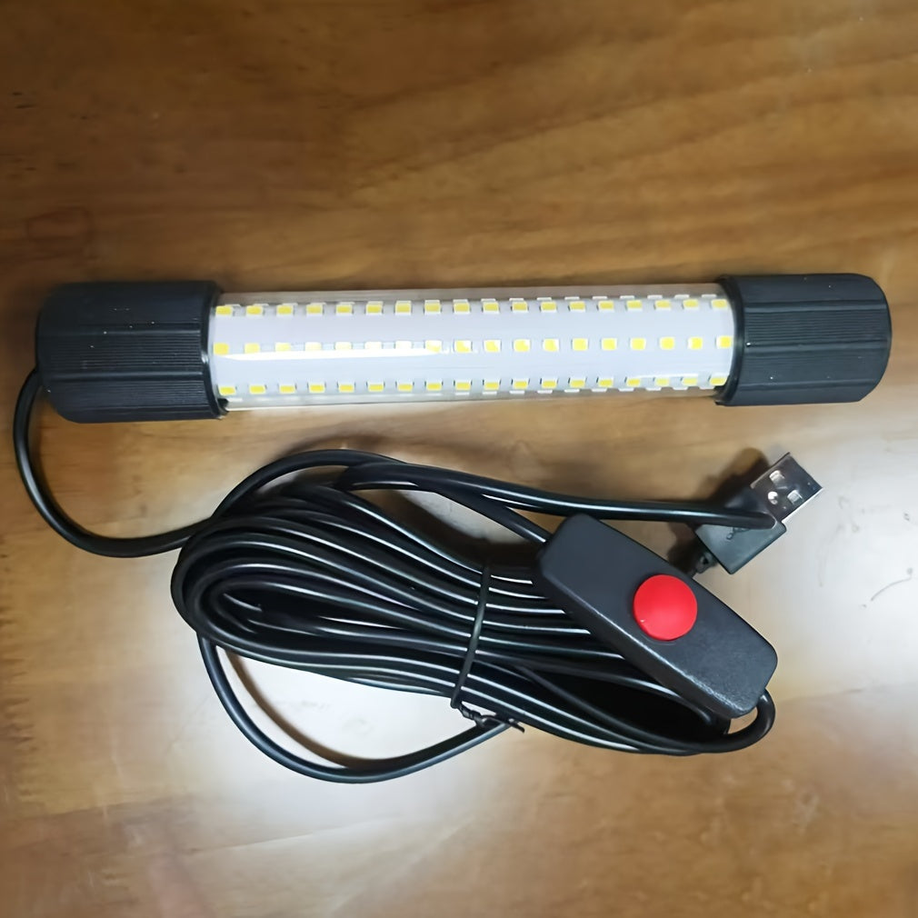 USB 126 LED Underwater Fishing Light with 5M Cord – Night Fish Attractor for Boat, Dock, Kayak & Ice Fishing, Green & White Light Options, Submersible USB Powered Fish Finder Lamp