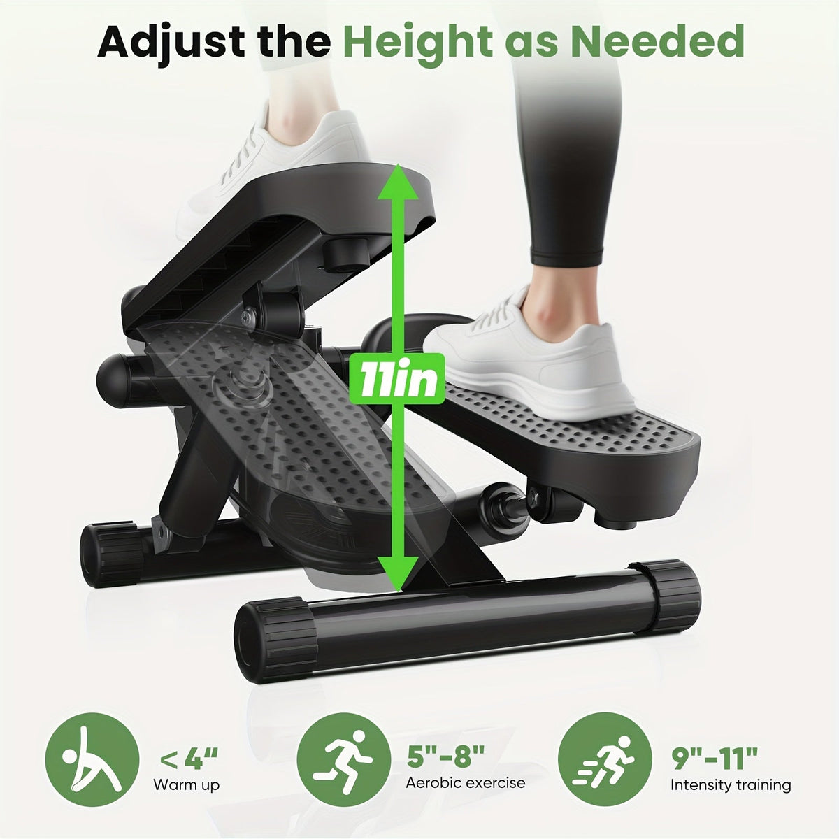 Mini Twist Stepper Machine with Resistance Bands - Portable Stair Stepper for Home Workout 300LBS Capacity Full Body Cardio Trainer for Legs Arms