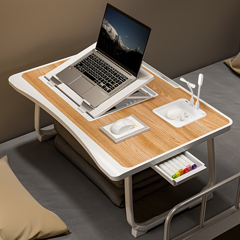 Foldable Laptop Desk for Bed & Couch with Cup Holder Phone Holder Drawer USB Port Home Office Breakfast Tray Lap Desk for Working Watching Movies – 6 Styles