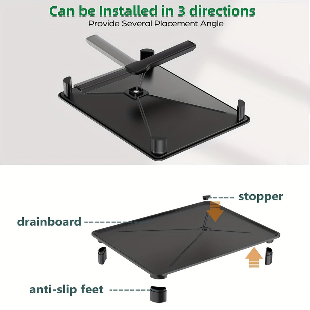 2-Tier Dish Drying Rack Kitchen Counter Drainboard Drain Mat Knife Fork Cup Holder Utensil Organizer Dish Drainer Kitchen Gadget Gift for Women Mother's Day Black Gray White
