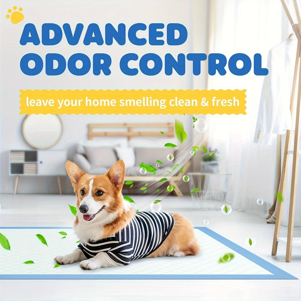 Ultra Absorbent Dog Potty Pads – 300% Thicker Mess-Proof Backing, 28"x34" & 24"x24" Sizes, 50-200 Pads Bulk Pack, for Home Travel & Camping, Ideal for Active Dogs & Puppies