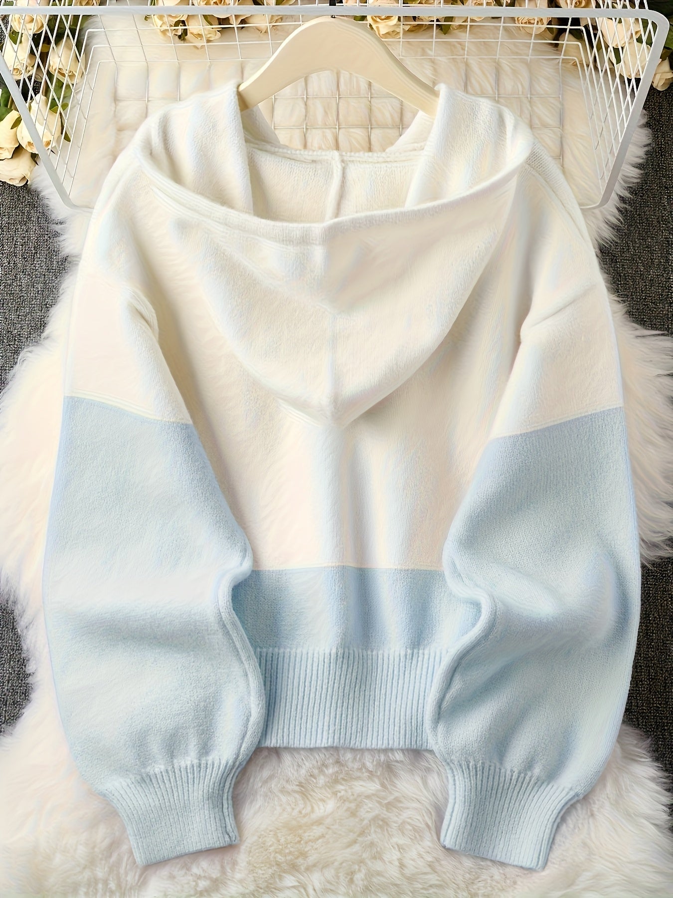 Women's Color Block Hoodie Cardigan Casual Loose Cropped – Lightweight Spring Summer Sporty Zip-Up Sweatshirt Jacket Pastel Aesthetic Top for Daily Wear Office Parties S M L XL XXL 5 Colors