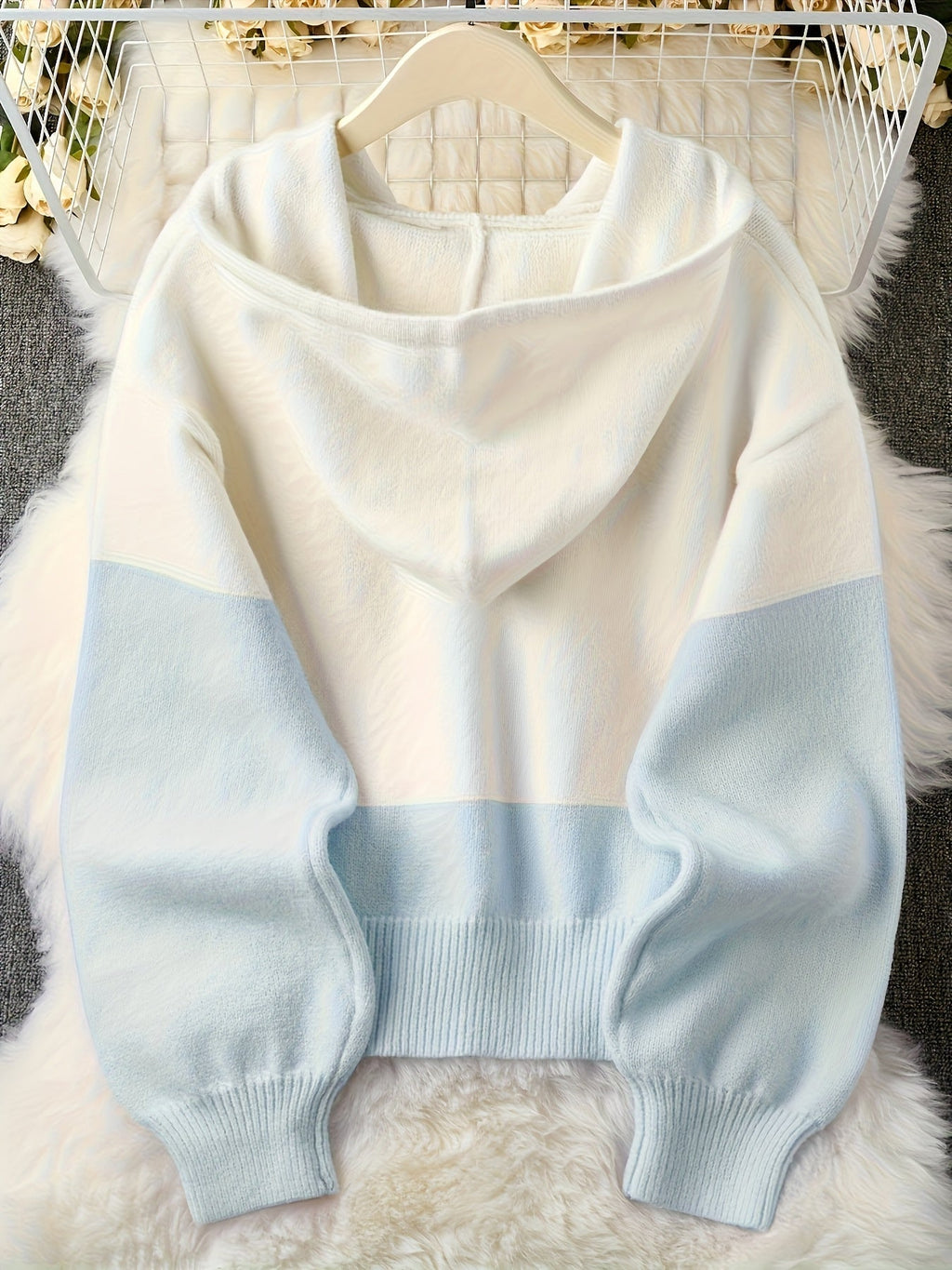 Women's Color Block Hoodie Cardigan Casual Loose Cropped – Lightweight Spring Summer Sporty Zip-Up Sweatshirt Jacket Pastel Aesthetic Top for Daily Wear Office Parties S M L XL XXL 5 Colors