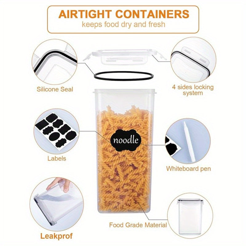 Airtight Food Storage Containers Set with Flip Lids, Labels & Marker – BPA-Free Plastic Pantry Organizer Boxes for Kitchen, Travel & Picnic, Fresh-Keeping Container Set in 12/14/20/48/84 Piece Options