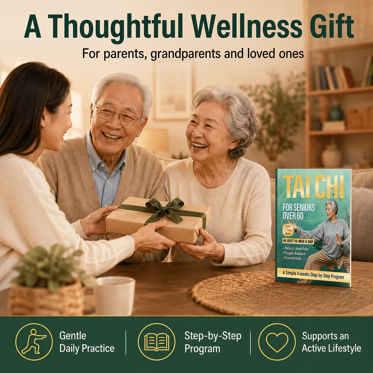 Tai Chi for Seniors Over 60 – Beginner-Friendly Exercise Program for Balance Training, Fall Prevention, Joint Pain Relief, Mobility & Flexibility | Healthy Aging Home Workout Guide for Men & Women