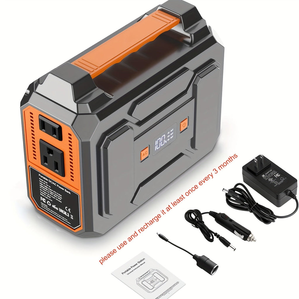 Portable Power Station 100W 300W Solar Generator AC Outlet USB QC3.0 Fast Charge DC Port LED Flashlight High Capacity Battery Pack for Camping Hiking CPAP Emergency Backup Power