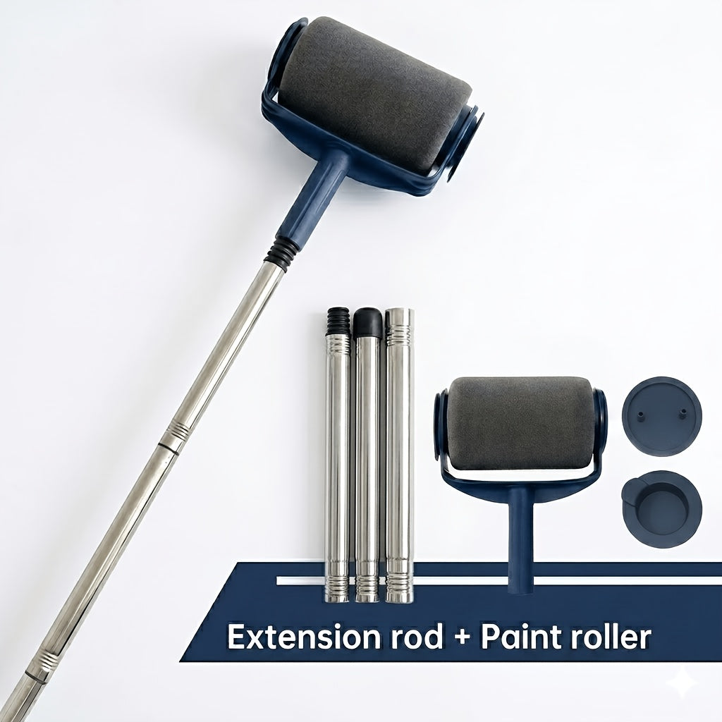 Paint Roller Brush Set 6.3 Inch with Extension Pole 4 Sealed Refill Paint Lids Professional Wall Painting Kit for Home Repairs Interior Walls Ceilings Decor Maintenance Easy-Glide Smooth Finish
