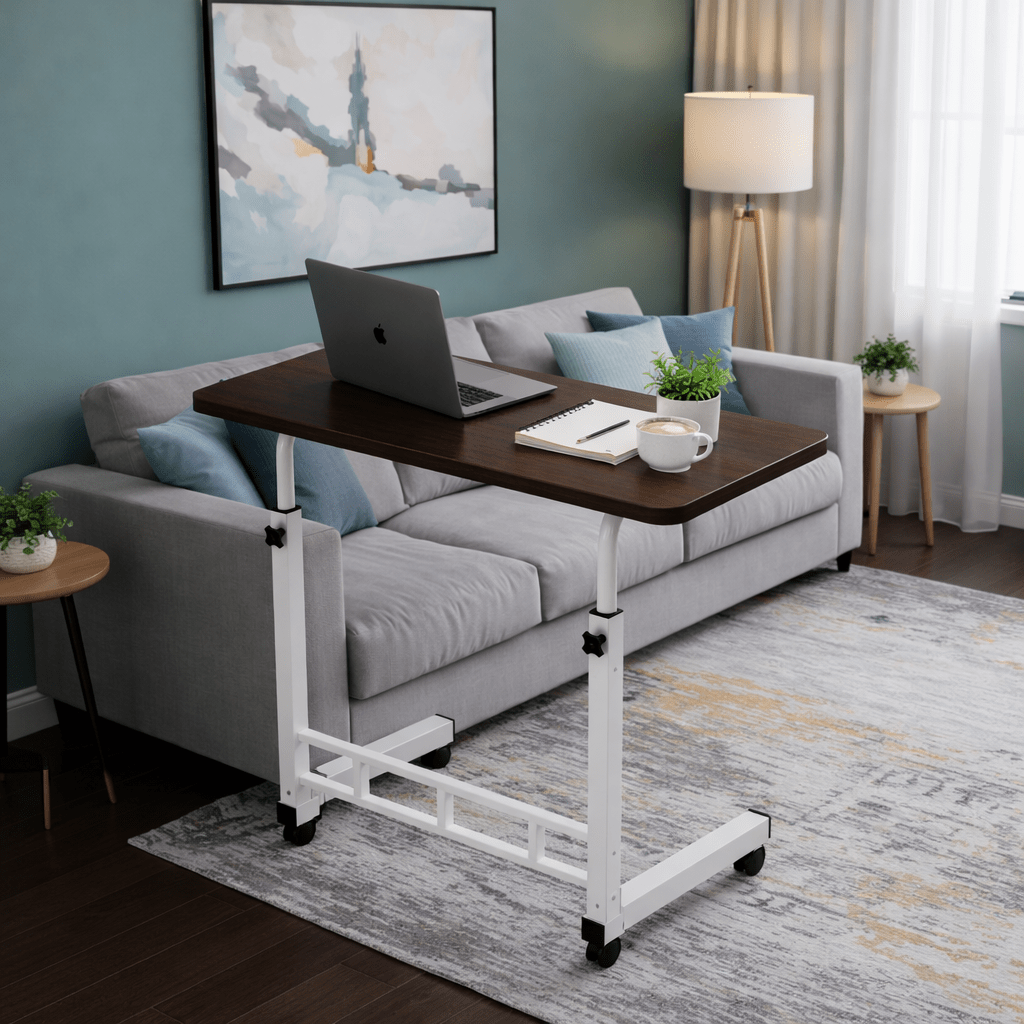 Height Adjustable Mobile Laptop Table with Wheels Rolling Bedside Computer Desk for Bed Sofa Bedroom Dorm Room Small Spaces Home Office Work Study Gaming 8 Colors