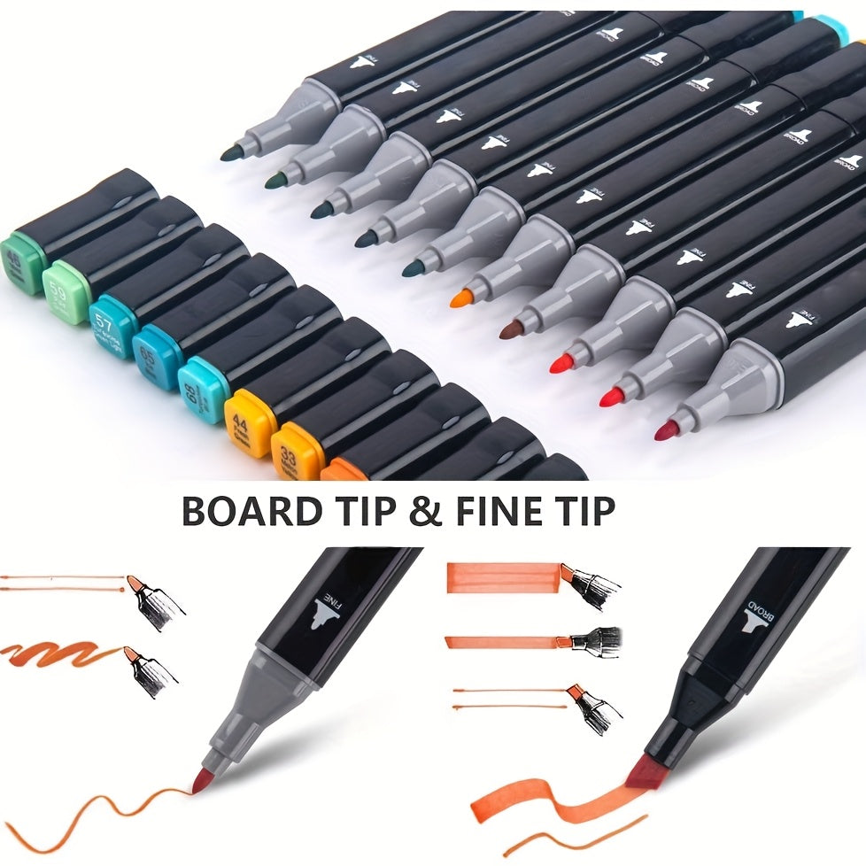 Dual Tip Alcohol Markers Set with Carrying Case 32 to 172 Colors – Professional Blendable Alcohol Ink Markers for Drawing Sketching Card Making Illustration Adult Coloring – Brush and Fine Tip Artist Markers