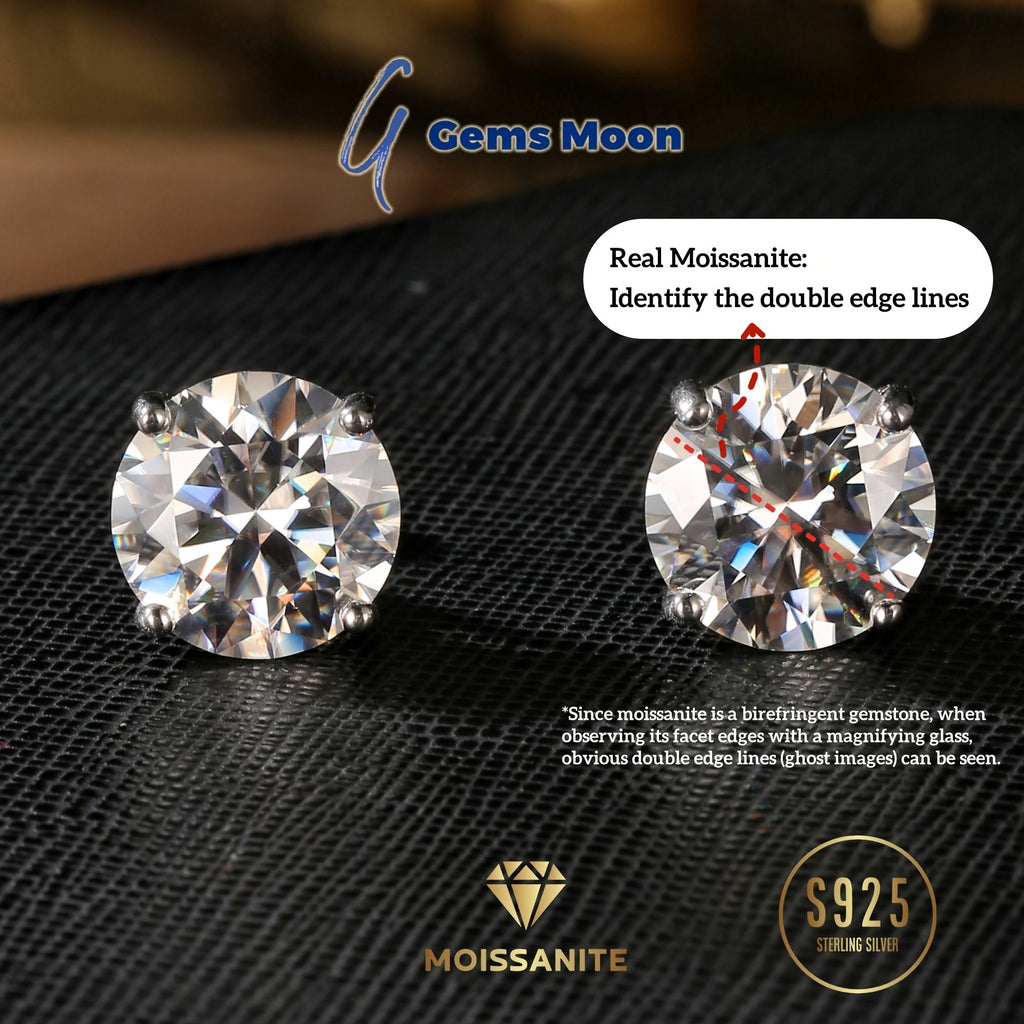 Moissanite Stud Earrings D Color VVS1 S925 Sterling Silver – Hand-Set, GRA Certified, 1CT-6CT, Velvet Pouch & Polishing Cloth Included, Jewelry Gift for Valentine’s Day, Birthday, Mother’s Day, Wedding