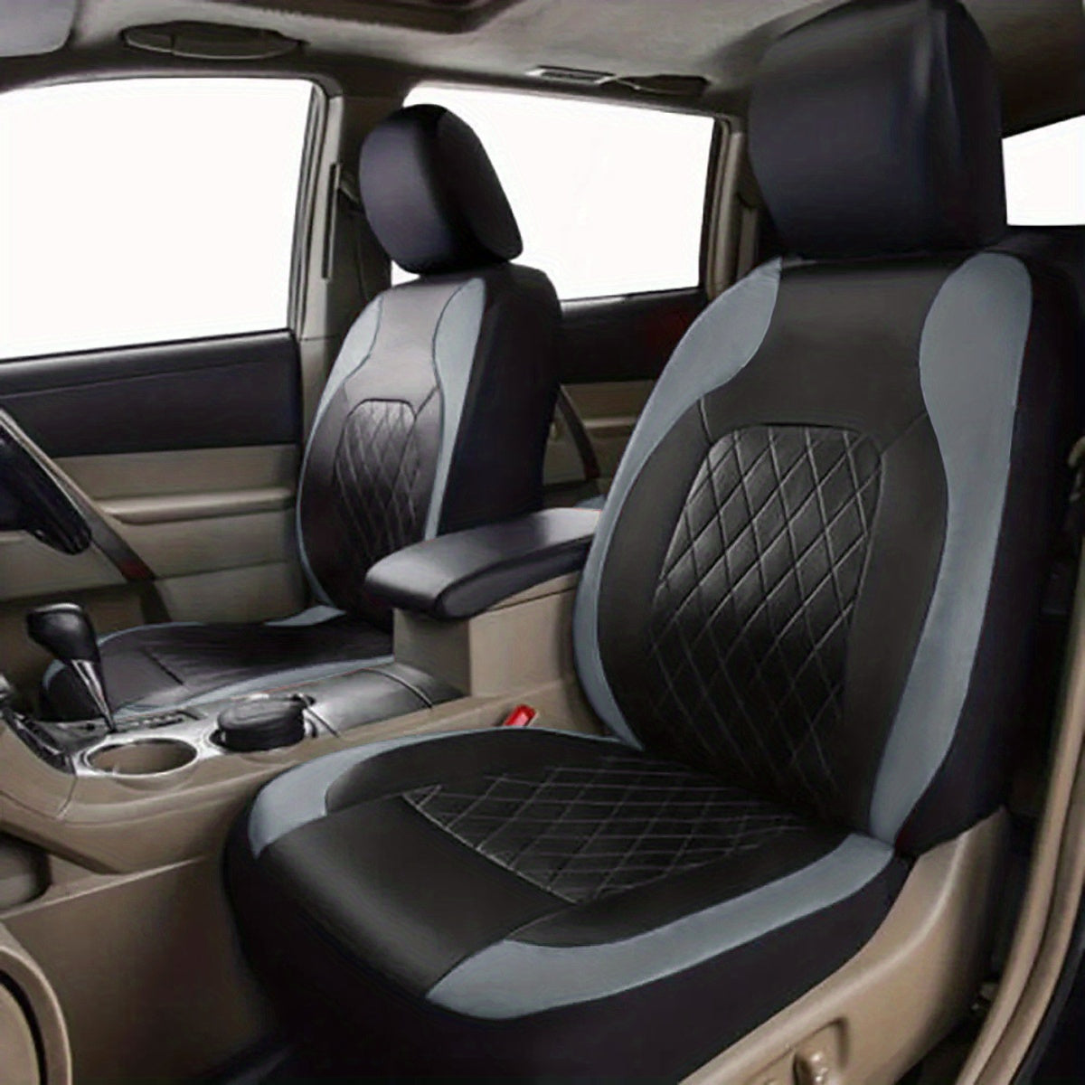 Quilted PU Leather Car Seat Covers Waterproof Sponge Padded All-Season Universal Fit Cars SUVs Trucks Gray Black Red Blue Single or 12-Piece Full Set Interior Protection | Nova Mart
