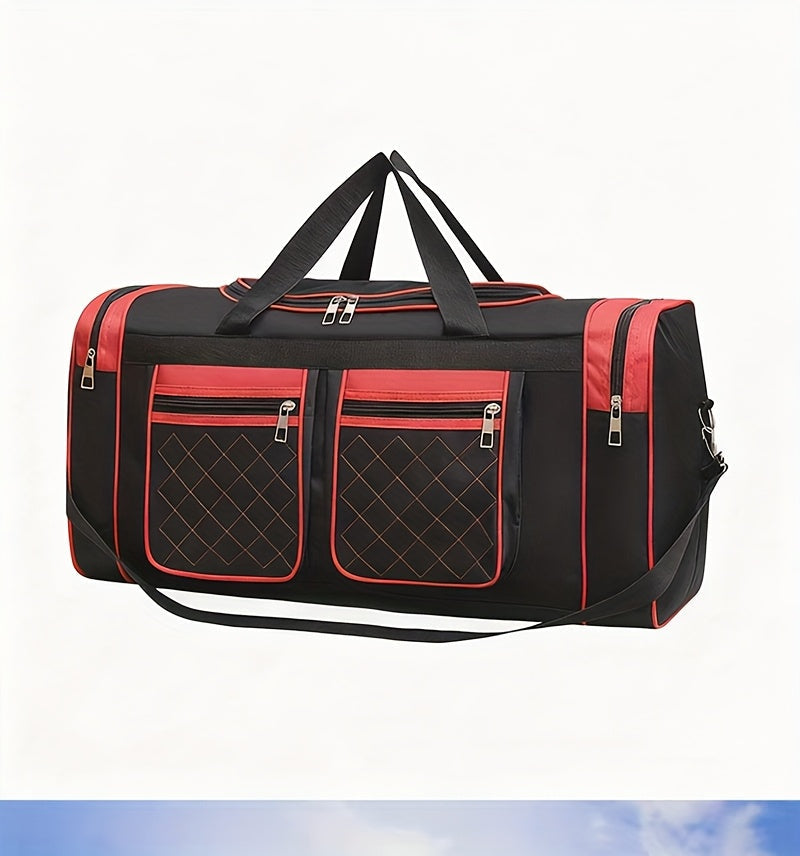 Heavy-Duty Large Capacity Travel Duffel Bag for Men & Women – Multi-Pocket Gym Bag with Adjustable Shoulder Strap & Zipper for Fitness, Weekend Trips, Business Travel & Outdoor Use, Red