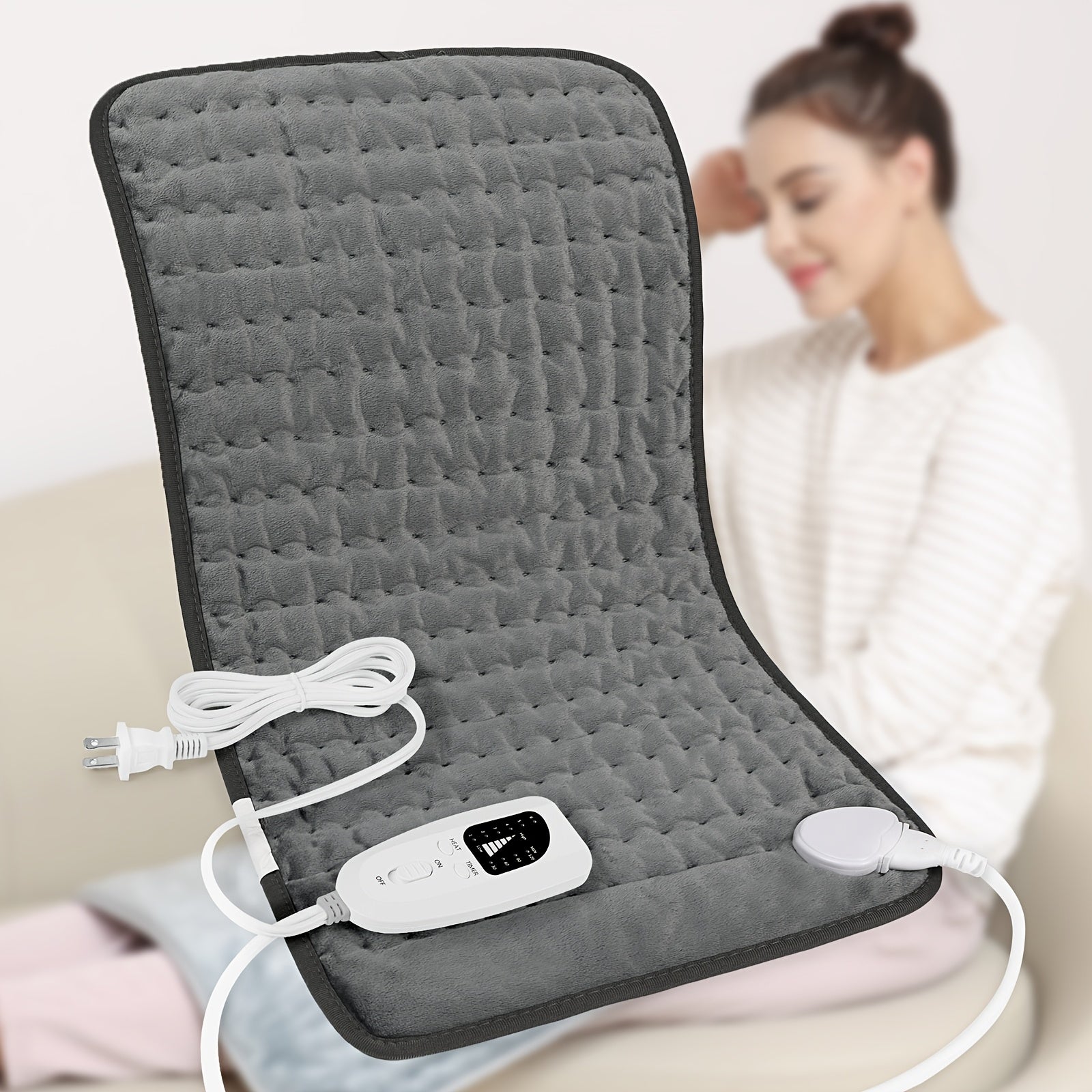 Extra Large Heating Pad 24"x12" for Back Neck Shoulders & Full Body – 6 Heat Settings 104–140°F, Wet & Dry Heat, Auto Shut-Off Timer, Machine Washable Ultra-Soft Flannel Electric Pad for Pain Relief