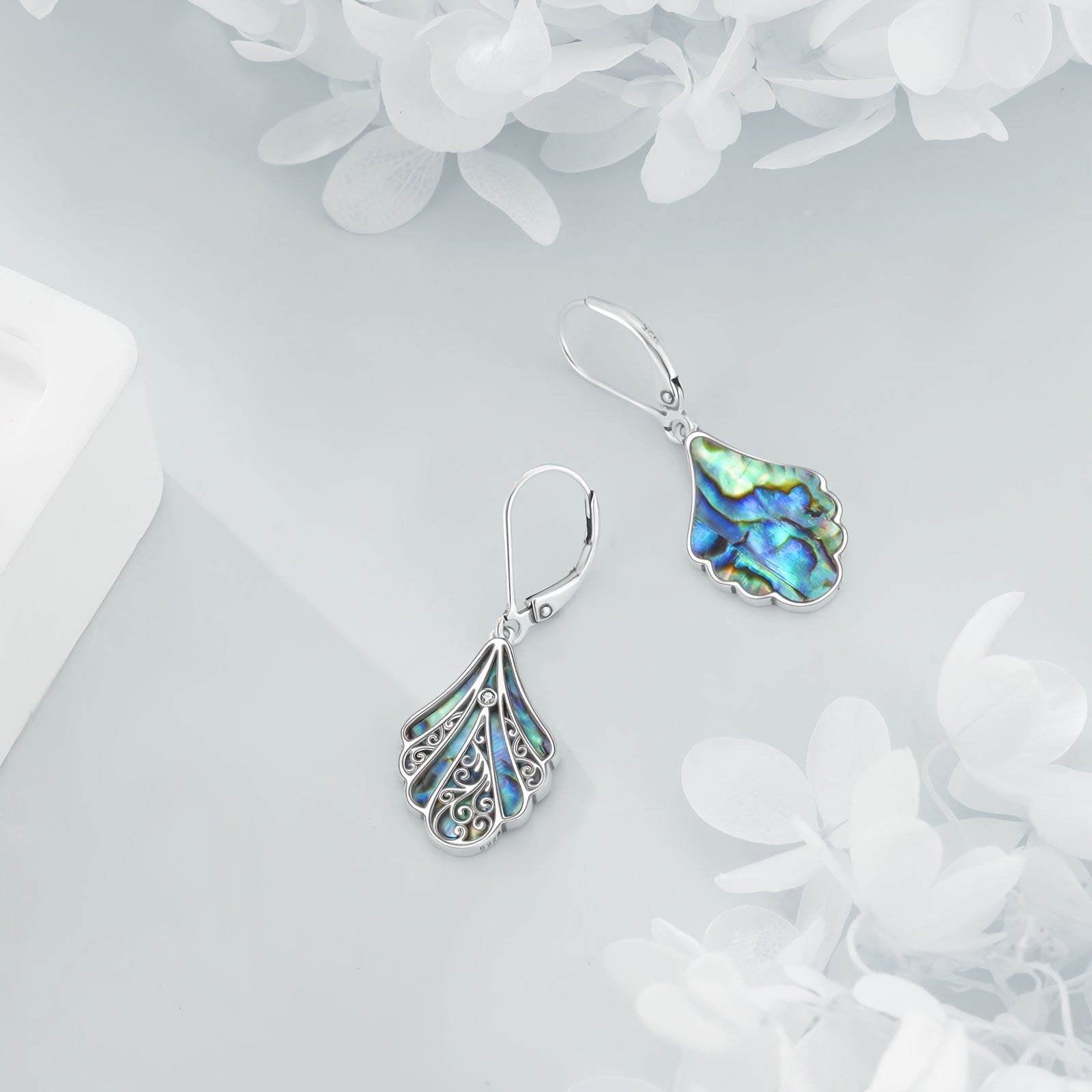 925 Sterling Silver Abalone Shell Dangle Earrings – Hypoallergenic Boho Drop Earrings for Women, Openwork Vintage Design, Iridescent Shell Inlay, Gift for Mother's Day & Valentine's Day
