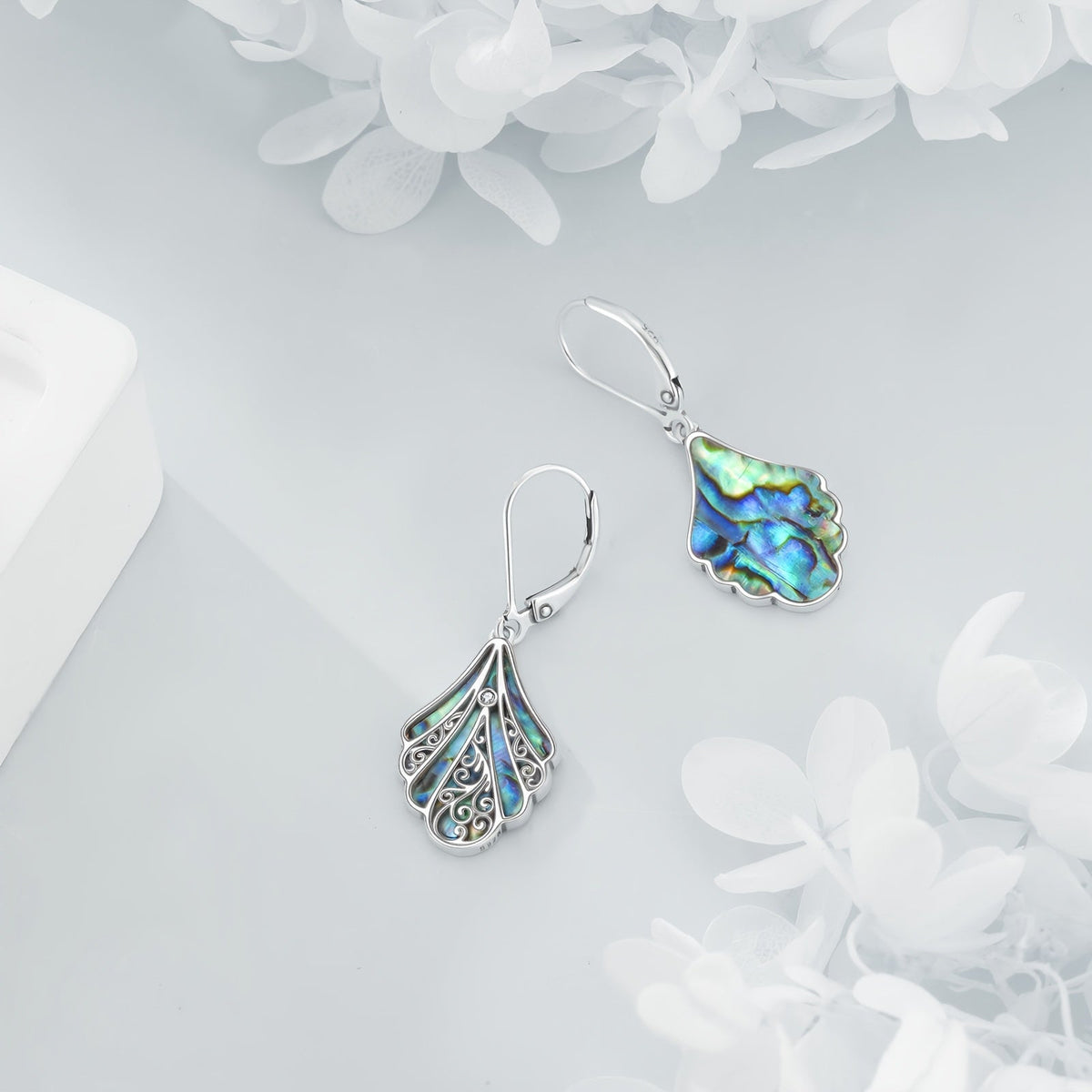 925 Sterling Silver Abalone Shell Dangle Drop Earrings for Women – Boho Filigree Iridescent Statement Jewelry Gift for Birthday Anniversary Wedding