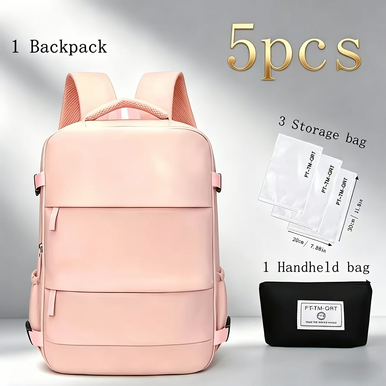 Large Capacity Travel Backpack with Shoe Compartment 180° Opening – Multi-Pocket Unisex School & Business Bag in Light Blue Pink Grey Blue White for Men & Women