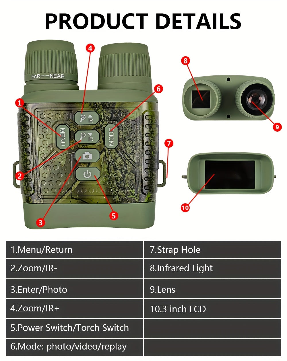 Night Vision Goggles 2.5K HD with 3-Inch Screen & 6X Zoom – 7-Speed IR Infrared Binoculars, 2000mAh Rechargeable, Video & Photo, Camouflage Design for Hunting & Wildlife Observation