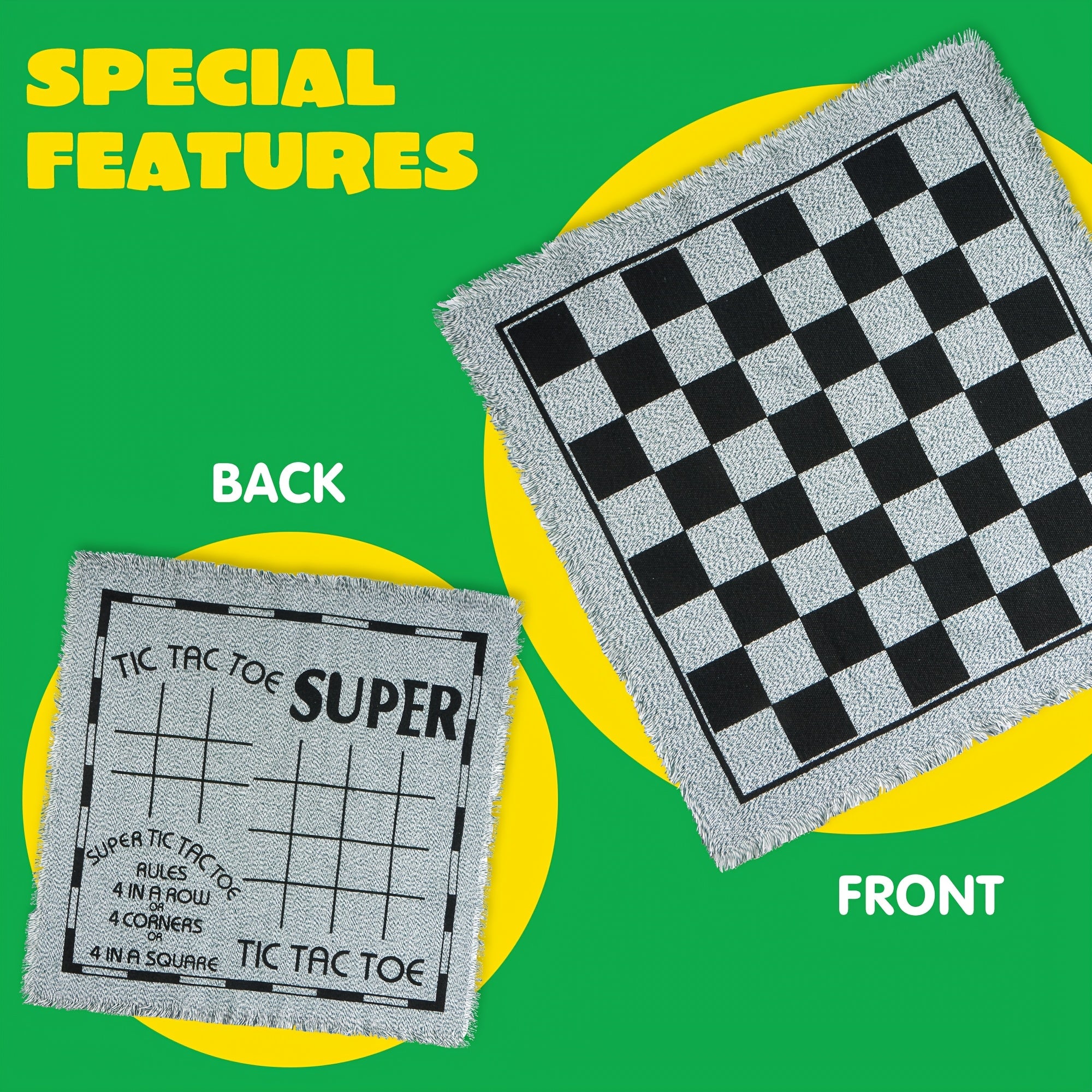 3-in-1 Giant Checkers and Tic Tac Toe Game Set with Reversible Mat 24 Oversized Pieces 2.8 Inch Chips Non-Toxic BPA-Free Indoor Outdoor Lawn Game Family Board Game Birthday Easter Gift Boys Girls Ages 3 and Up