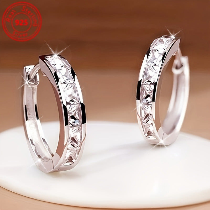 S925 Sterling Silver Zirconia Stud Earrings 2 Pairs Set for Women – Hypoallergenic Ultra Lightweight 3.2g Boho Minimalist CZ Shining Earrings Daily Wear Date Party Valentine's Day Gift