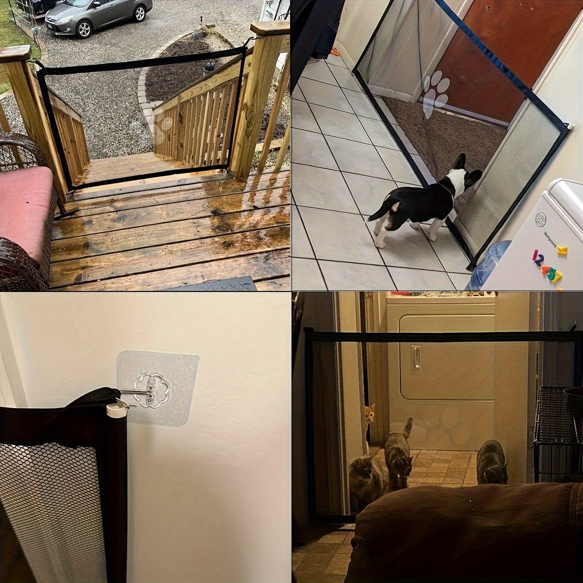 Portable Folding Pet Gate Dog Safety Barrier Fence Foldable Mesh Isolation Net Indoor Doorways Stairs Rooms Small 43x30 Large 70x30 Inch Dogs Cats Puppies Kittens