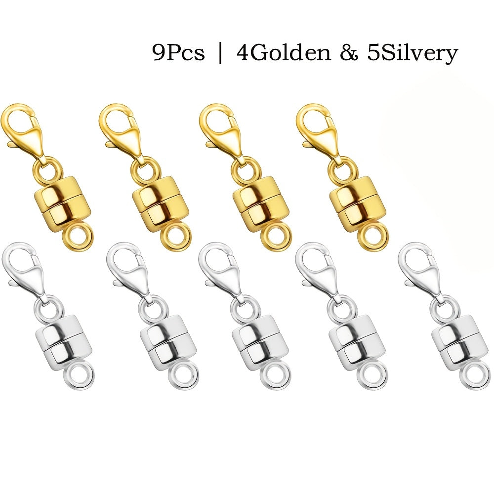 Magnetic Necklace Clasps and Closures with Lobster Clasp Converters – Gold and Silver Jewelry Findings for Bracelets Necklaces and Chains – Available in 2 6 7 8 9 16 and 18 Piece Sets