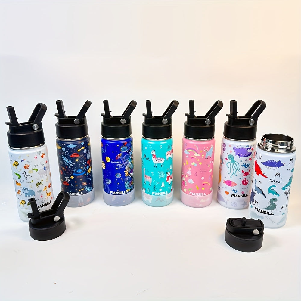 16oz Kids Stainless Steel Water Bottle – Vacuum Insulated, 3D Printed Design, Leak-Proof & BPA-Free, Cold 24H Hot 12H, Fun Styles for Boys & Girls – Perfect Gift for Students, School & Outdoor Activities