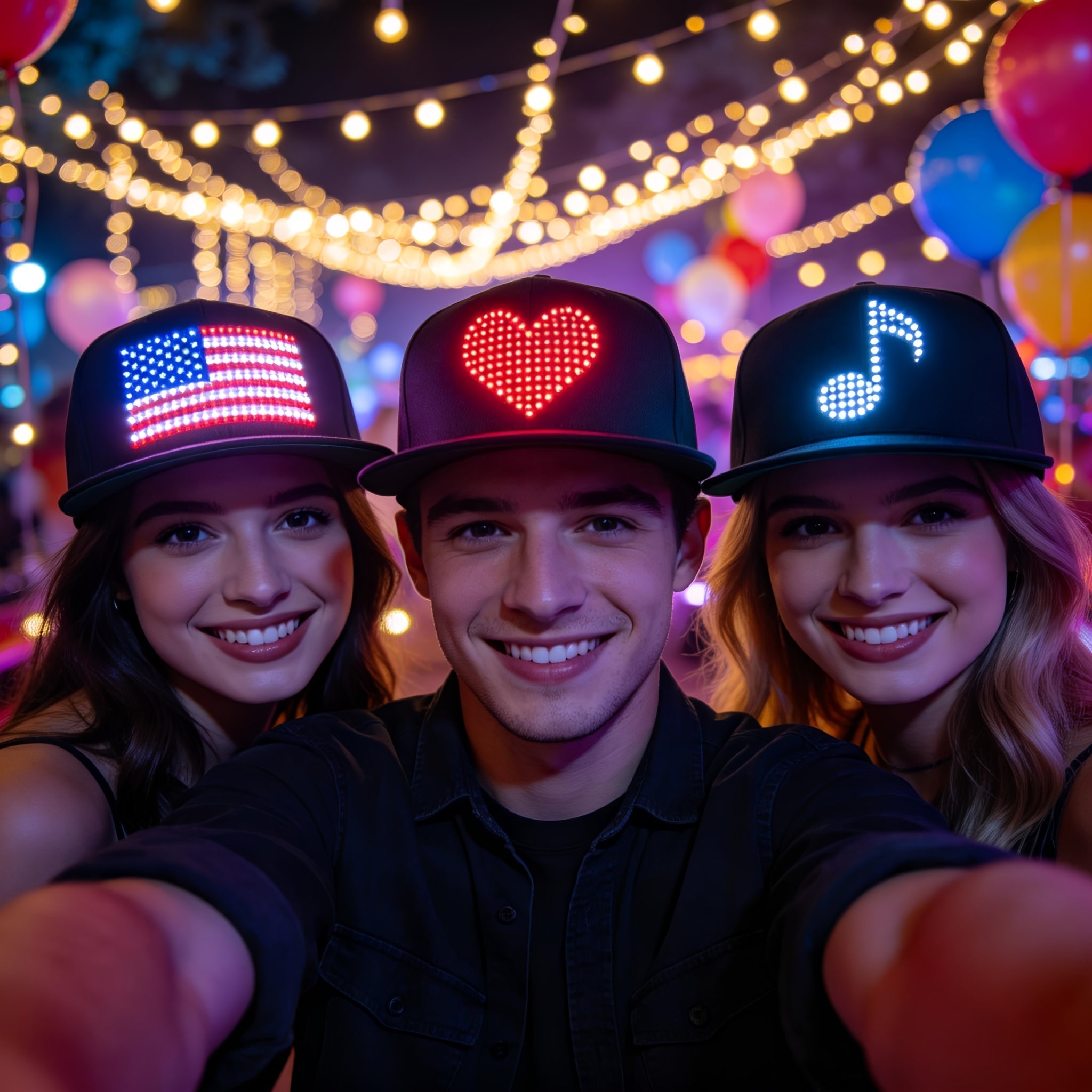 Programmable LED Hat APP Controlled Scrolling Text & Animation – Unisex Adjustable Smart Light Up Baseball Cap for Party Wedding Valentine's Day Carnival Festival in 3 Pixel Options