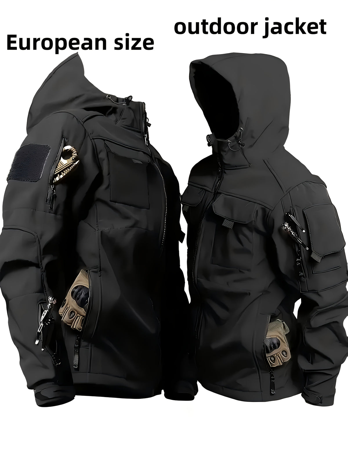 Men's Tactical Jacket Windproof Ripstop Hooded Shell Coat - Scratch-Resistant Outdoor Jacket with Multiple Utility Pockets for Camping, Hiking, Survival & Tactical Training, Sizes S-XXXL