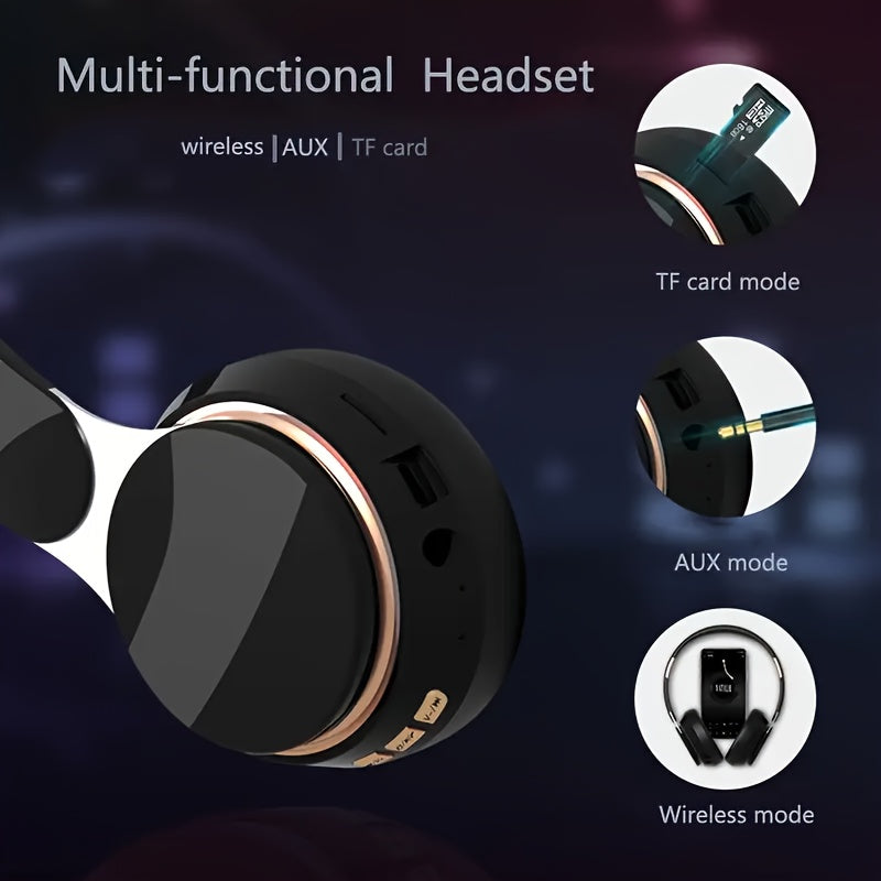 Foldable Wireless Over-Ear Headphones Bluetooth Headset with Mic FM Radio TF Card 3.5mm AUX Soft Noise Cancelling Earpads for Travel Home Office PC Phone – Green White Blue Red