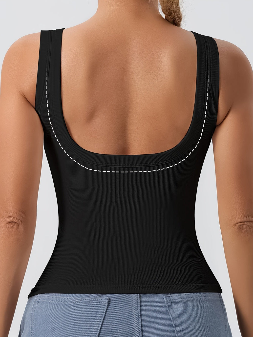 Women's Scoop Neck Tank Top with Removable Chest Padding – Slim Fit Padded Bra Sleeveless Summer Casual Top 8 Colors XS-XL