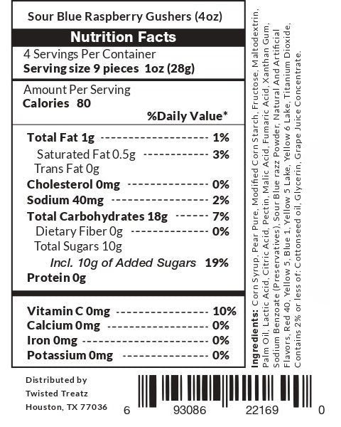 Sour Blue Raspberry Gushers Candy – Viral Sour Gummy Snacks with Juicy Liquid Center, Bold Tangy Flavor for Lunchboxes, Parties, Road Trips & Sour Candy Lovers