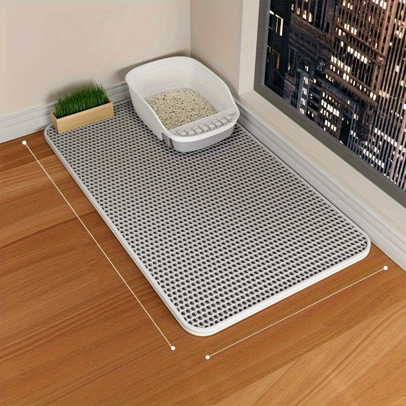 Cat Litter Mat Honeycomb Double Layer – Waterproof Urine-Proof Non-Slip Litter Trapping Mat for Cat Litter Box, Easy to Clean, Soft on Paws, Reduces Scatter & Waste, Perfect Gift for Cat Lovers